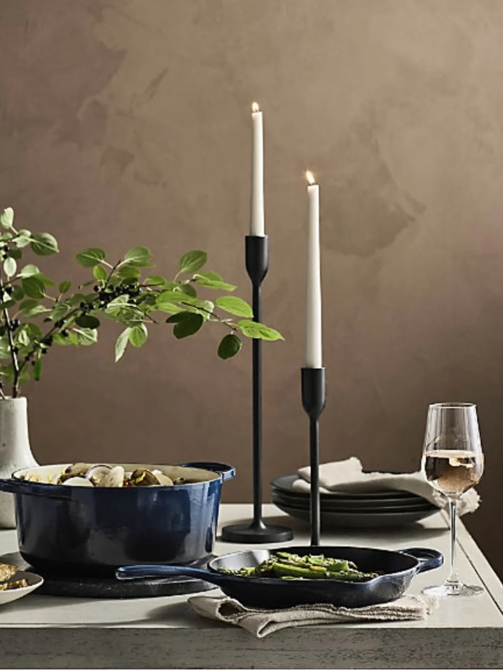 New! Crate&Barrel Black Metal Single Taper Candle Holder 11”